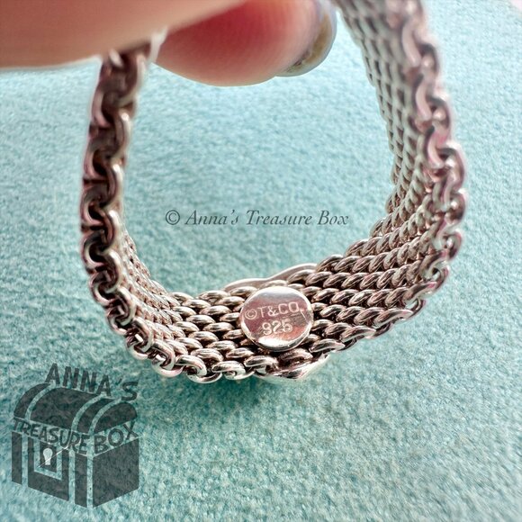 Tiffany & Co. 925 Silver Mesh Heart Ring Sz. 9.5 (pouch) - Picture 4 of 7